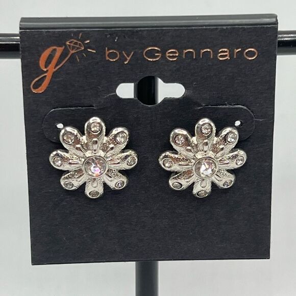 G by Gennaro Dangle Earrings Floral  Post Silver - Picture 2 of 6